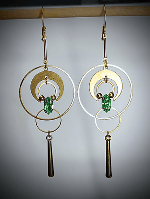 RTS - Modern Peridot green ☢ UG earrings, Loaded with UG - GP stainless