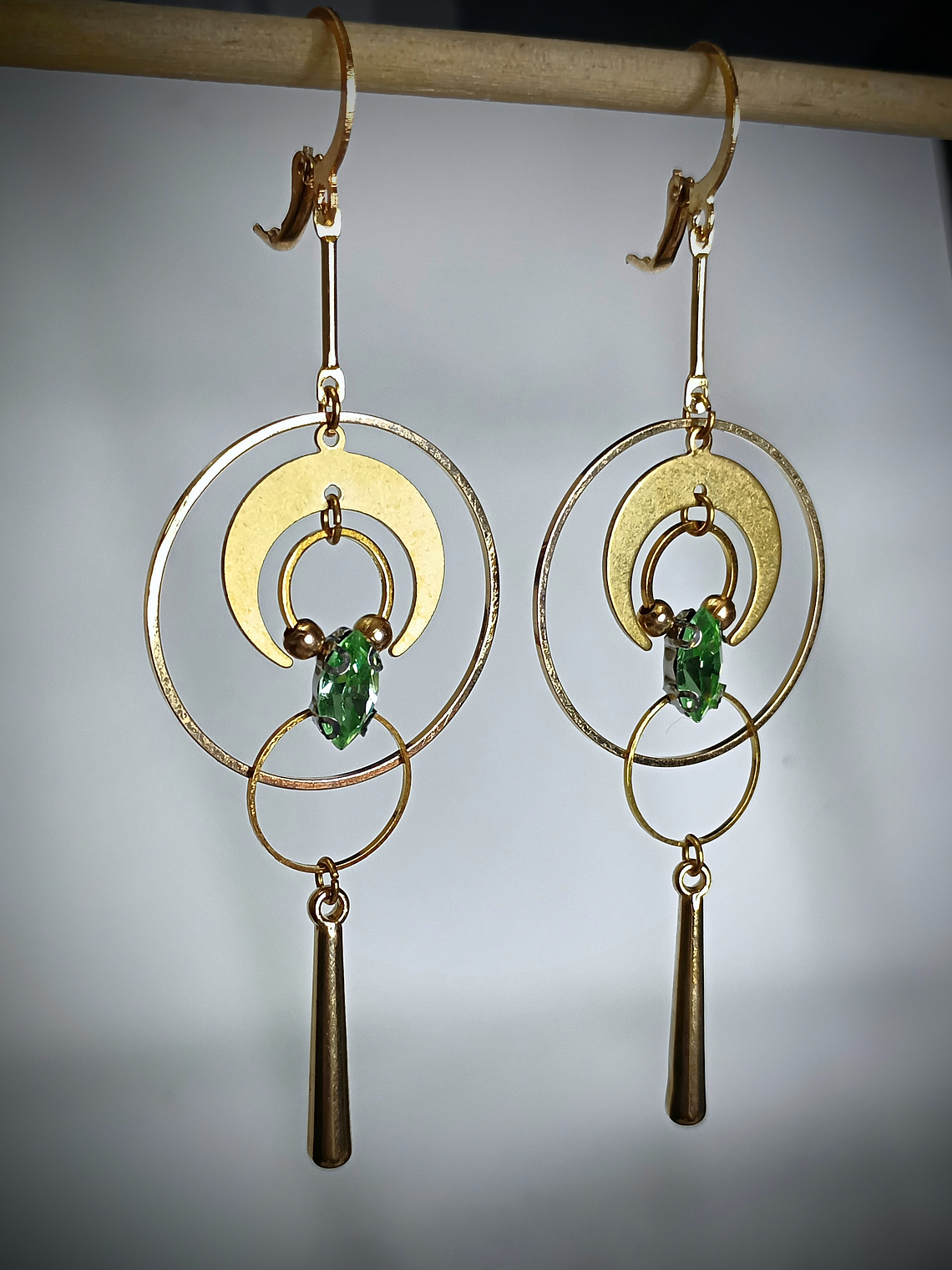 RTS - Modern Peridot green ☢ UG earrings, Loaded with UG - GP stainless 4