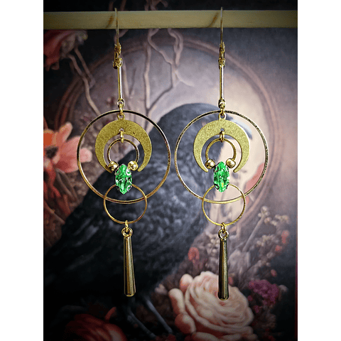 Modern Peridot green ☢ UG earrings, Loaded with UG - Gold-plated