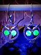 RTS - Yellow opal or Green apple Owl earrings ☢ vintage UG - Silver-plate - thumbnail 2