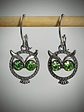 RTS - Yellow opal or Green apple Owl earrings ☢ vintage UG - Silver-plate - thumbnail 3