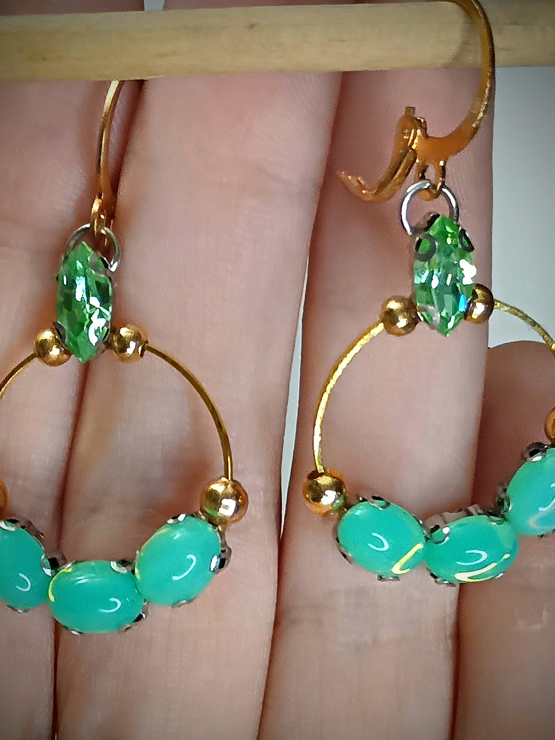 RTS - Peridot and green opal ☢ UG earrings, Loaded with UG - Gold-plated stainless 3