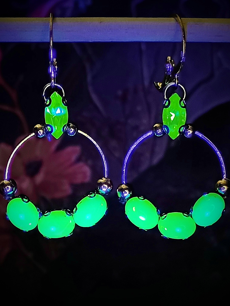 RTS - Peridot and green opal ☢ UG earrings, Loaded with UG - Gold-plated stainless 4