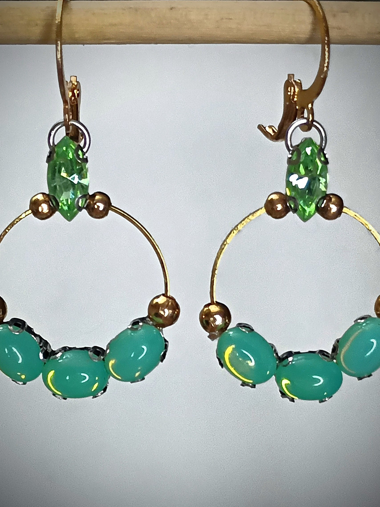 RTS - Peridot and green opal ☢ UG earrings, Loaded with UG - Gold-plated stainless 2