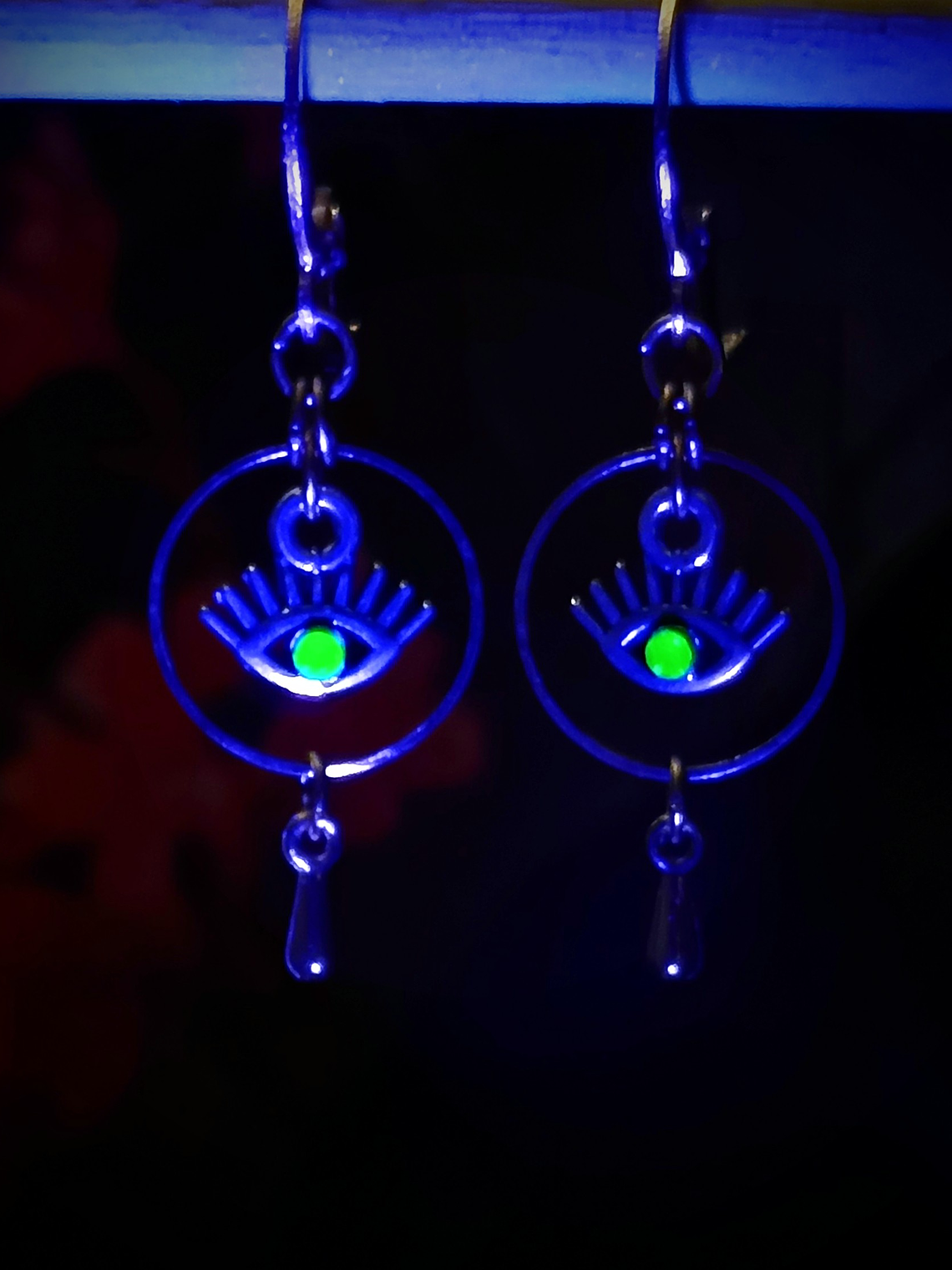 RTS - Protection eye, Peridot green ☢ UG earrings - STL/SS/GP 4
