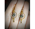 Protection eye, Peridot green ☢ UG earrings - mixed silver/gold