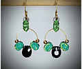  Black and Green opal ☢ UG earrings - Gold-plate