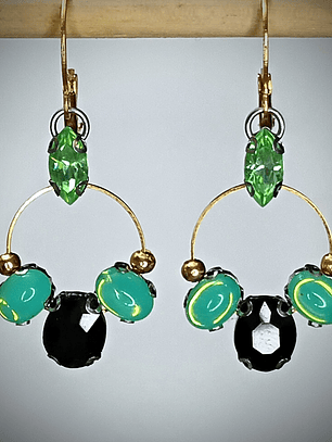 RTS - Black and Green opal ☢ UG earrings - Gold-plated stainless