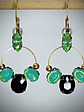 RTS - Black and Green opal ☢ UG earrings - Gold-plated stainless - thumbnail 2