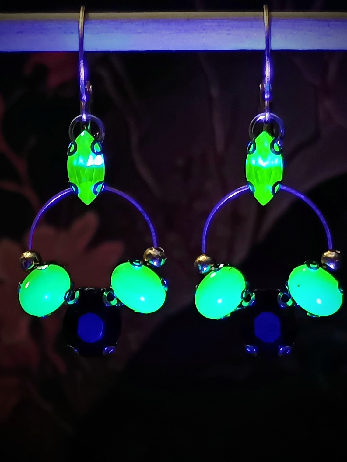 RTS - Black and Green opal ☢ UG earrings - Gold-plated stainless 4