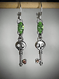 RTS ☢ Cute Skeleton key earrings Peridot & Pink UG  - Silver-plated stainless - thumbnail 2