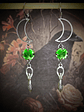 RTS - Crescent moon & Apple Green ☢ UG earrings - Silver-plate - thumbnail 1