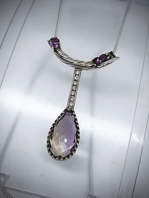 Ametrine, chrome diopside and garnet necklace -  Private collection