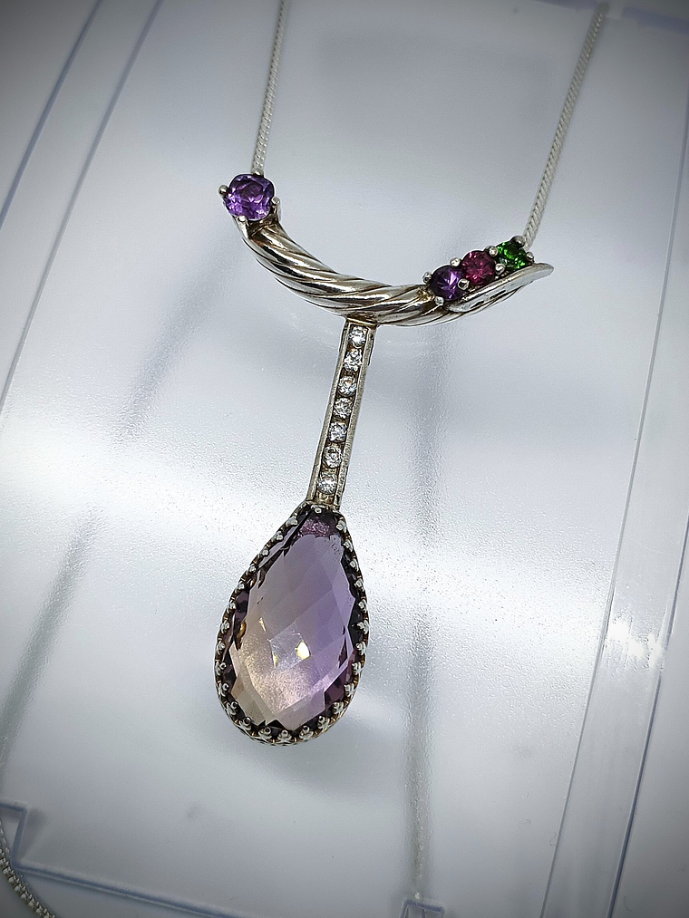 Ametrine, chrome diopside and garnet necklace -  Private collection 1