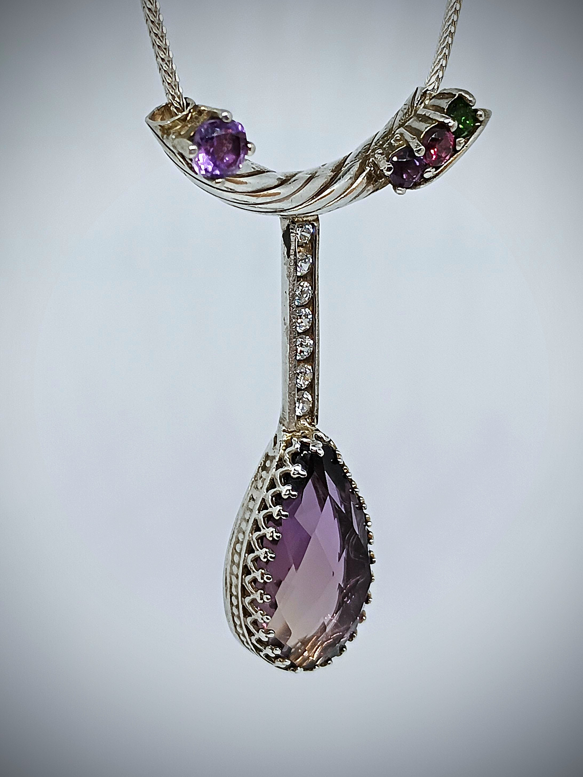 Ametrine, chrome diopside and garnet necklace -  Private collection 5
