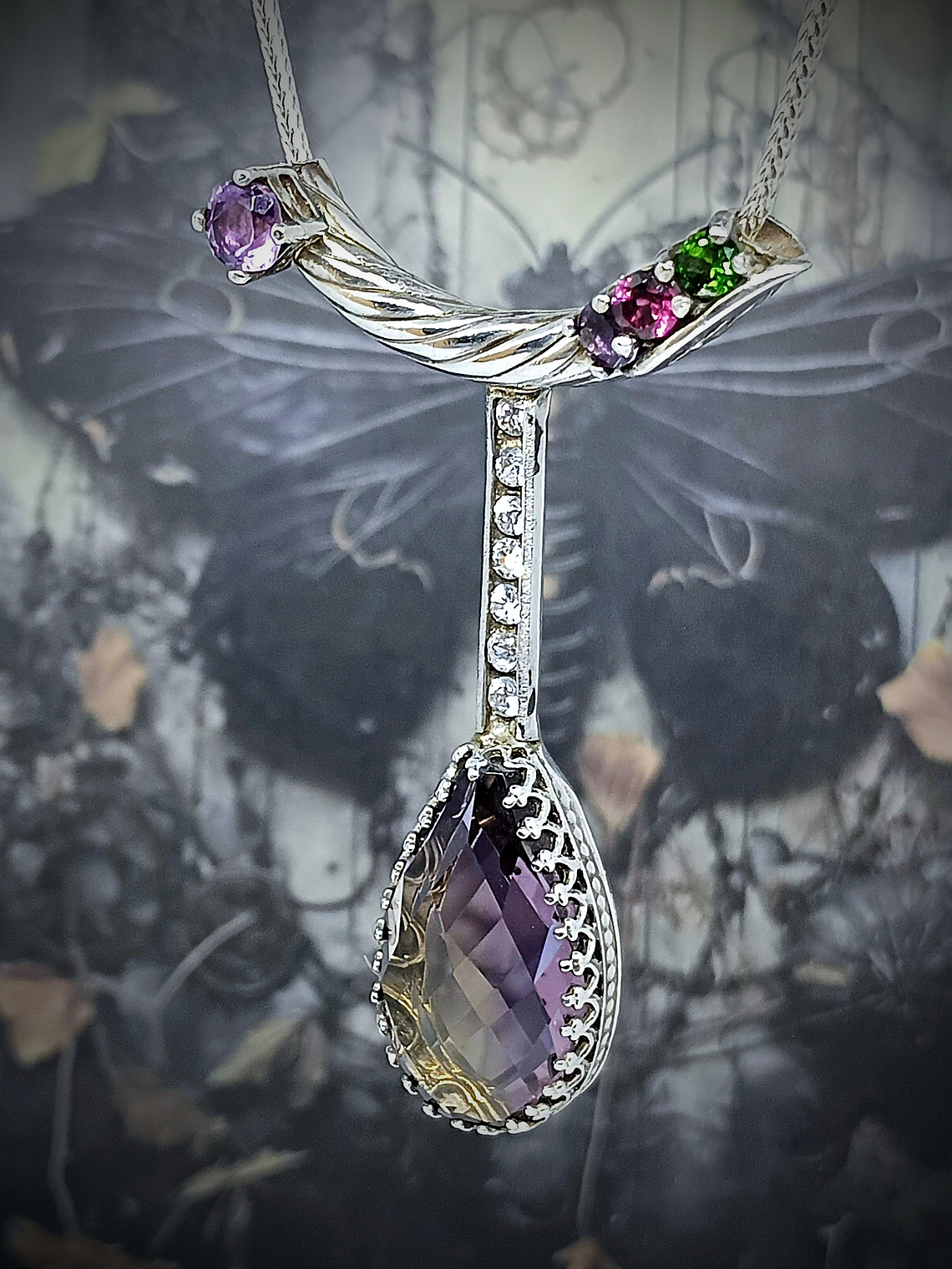 Ametrine, chrome diopside and garnet necklace -  Private collection 6