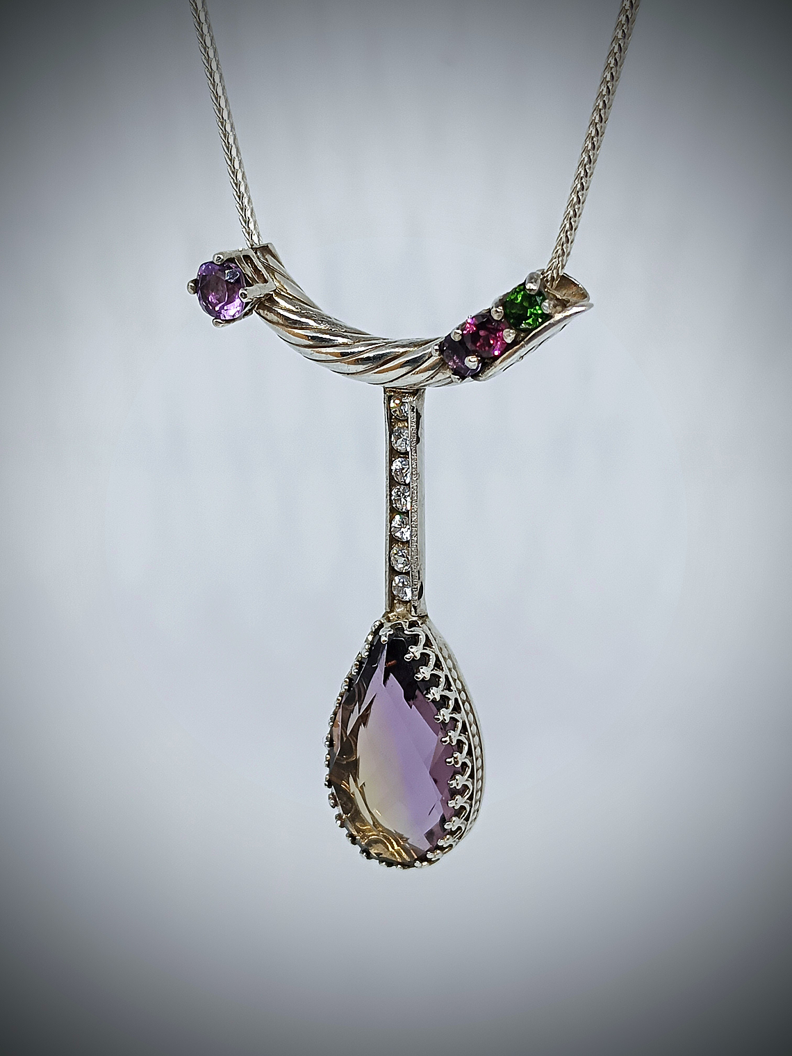 Ametrine, chrome diopside and garnet necklace -  Private collection 7