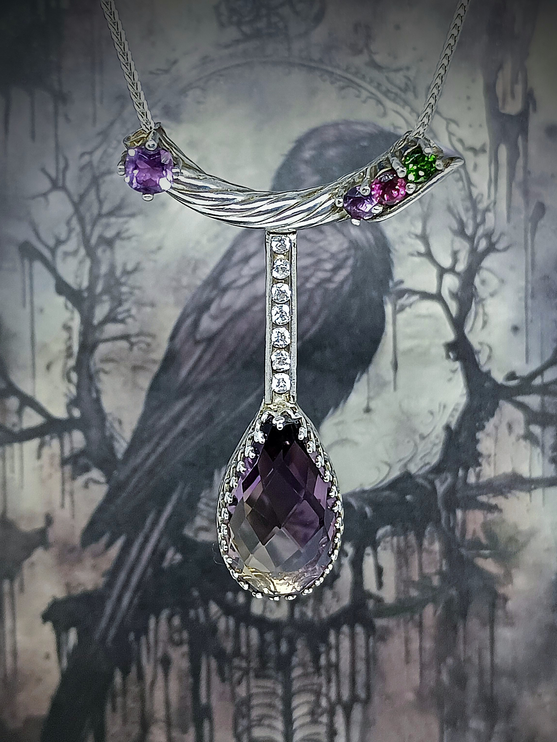 Ametrine, chrome diopside and garnet necklace -  Private collection 8