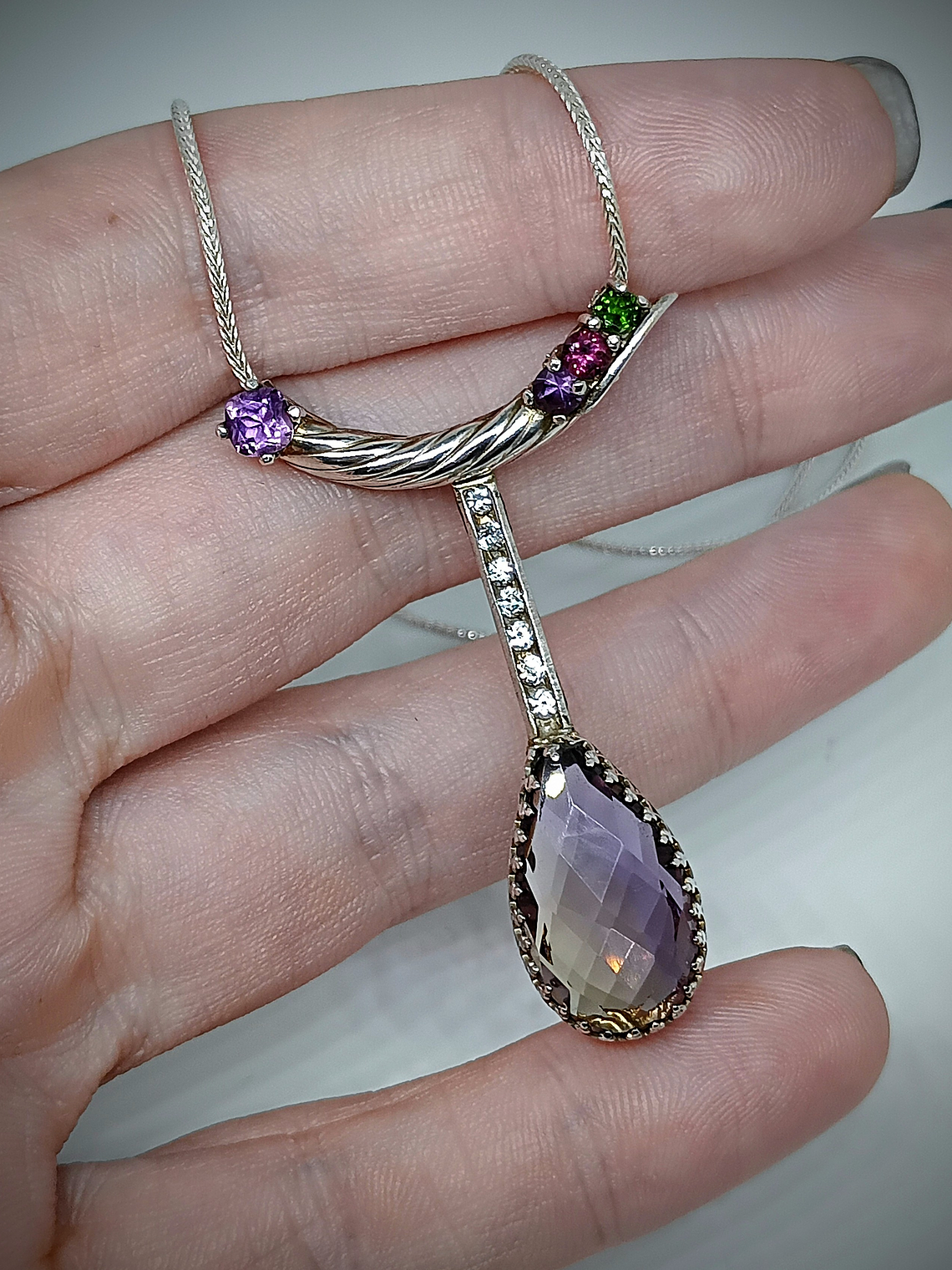 Ametrine, chrome diopside and garnet necklace -  Private collection 9