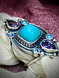 Stunning Chrysoprase Statement ring, amethyst and moonstone - Sz8 - Sterling - thumbnail 2