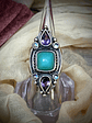 Stunning Chrysoprase Statement ring, amethyst and moonstone - Sz8 - Sterling - thumbnail 5