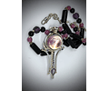 Brandenburg Amethyst Talisman with beaded gemstone necklace - Sterling