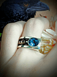 3ct Steely London Blue topaz and black spinel Unisex ring - Sz9 - Sterling - thumbnail 1