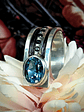3ct Steely London Blue topaz and black spinel Unisex ring - Sz9 - Sterling - thumbnail 3