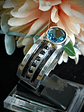 3ct Steely London Blue topaz and black spinel Unisex ring - Sz9 - Sterling - thumbnail 9