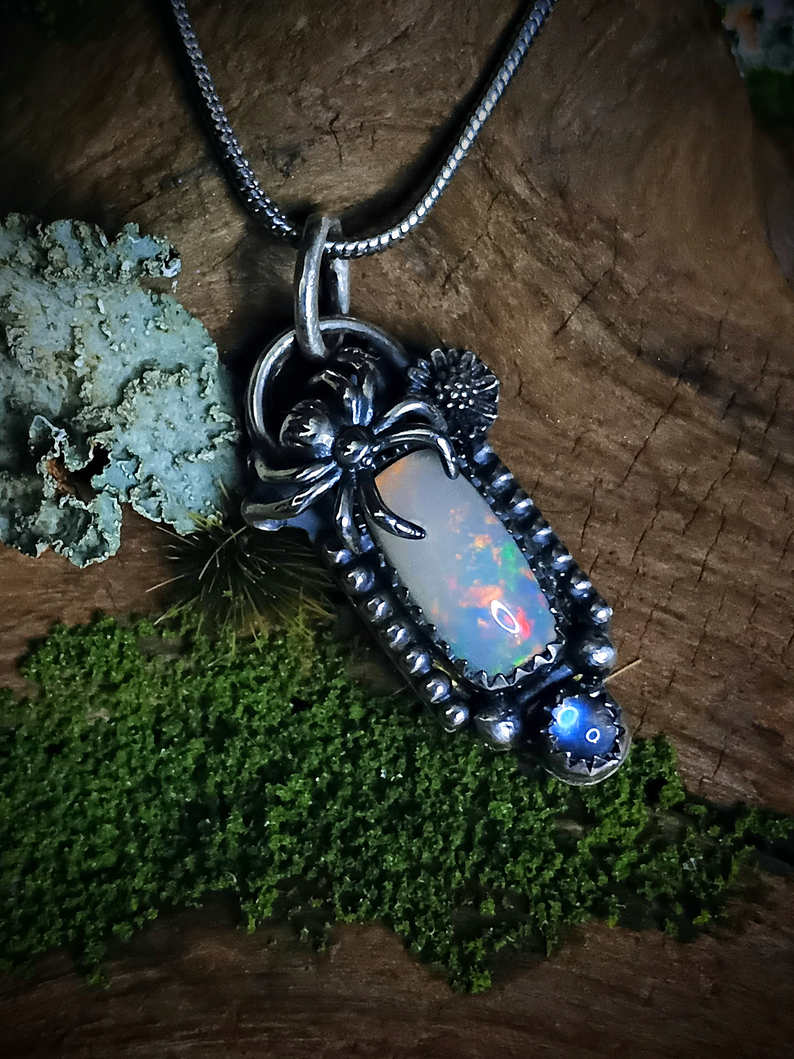 Sterling silver Spider necklace with Opal and moonstone - SOLD Private collection 1