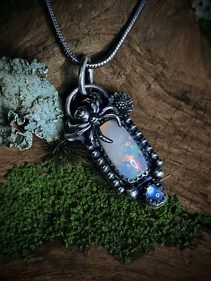 Sterling silver Spider necklace with Opal and moonstone - SOLD Private collection
