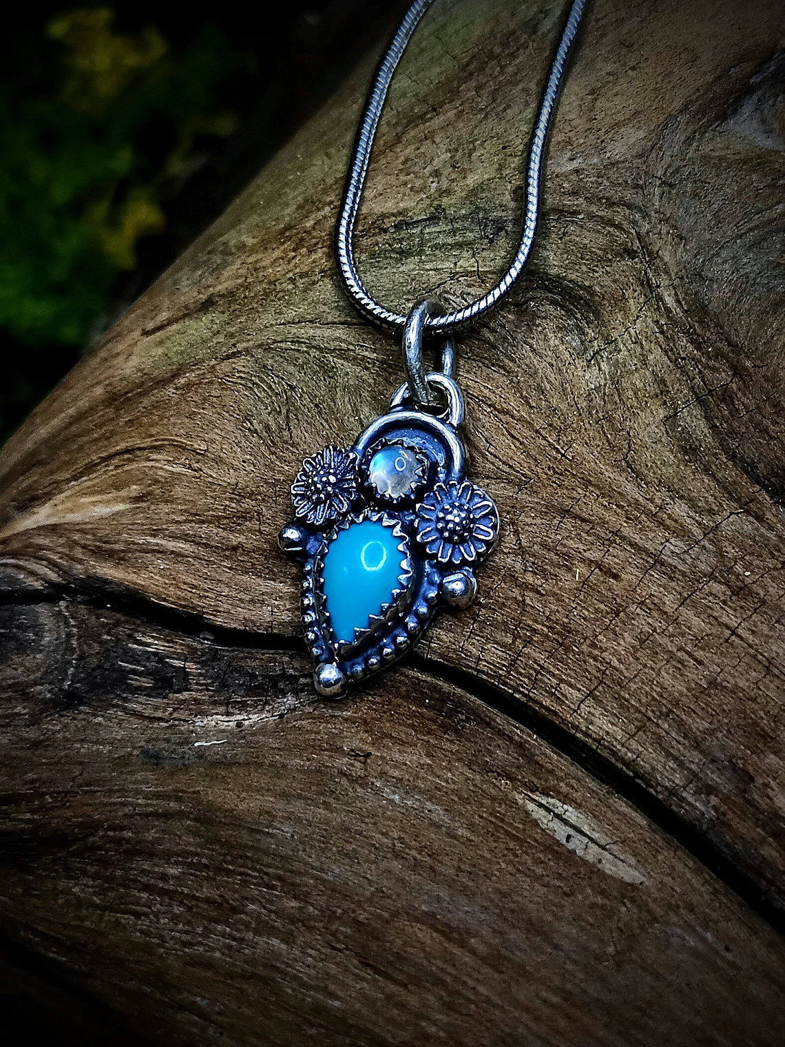 Sterling silver Turquoise and moonstone Necklace - SOLD Private collection 1