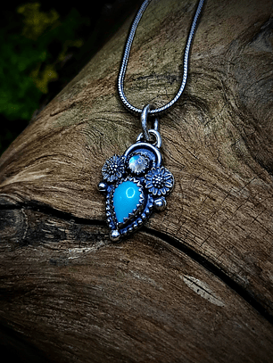 MTO - Sterling silver Turquoise and moonstone Pendant OR ring - Sterling