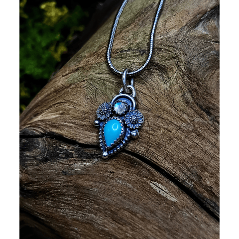 Sterling silver Turquoise and moonstone Necklace - Sterling