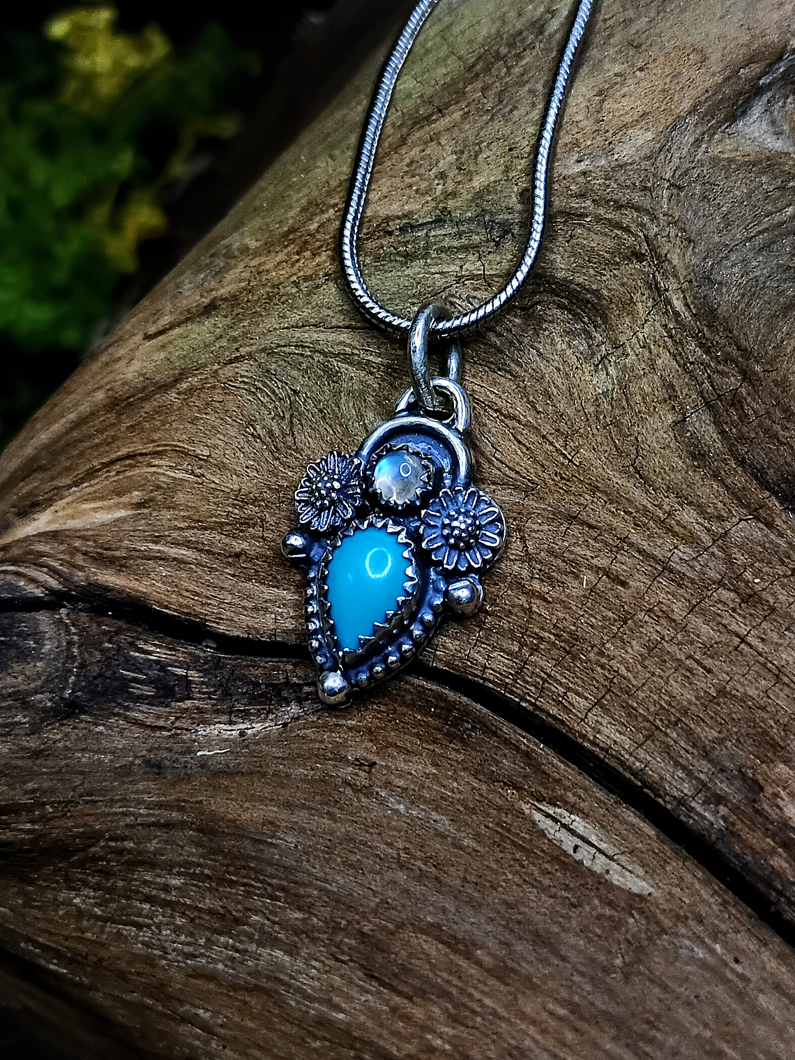 Sterling silver Turquoise and moonstone Necklace - SOLD Private collection 2