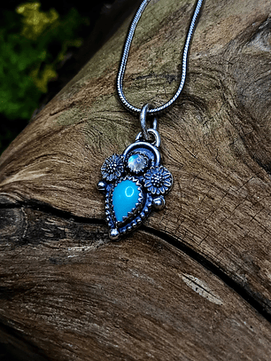 MTO - Sterling silver Turquoise and moonstone Pendant OR ring - Sterling