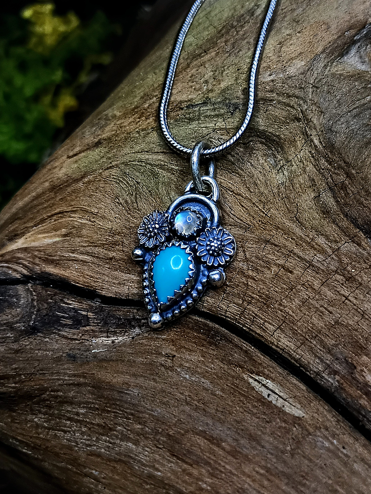 Sterling silver Turquoise and moonstone Necklace - SOLD Private collection 2