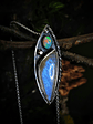 Sterling silver Unisex Moonstone and Opal pendant necklace - Sterling - Ooak - thumbnail 1