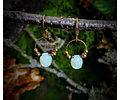 Simple golden beaded, Lemon opal ☢ UG earrings - Stainless and mixed metals 