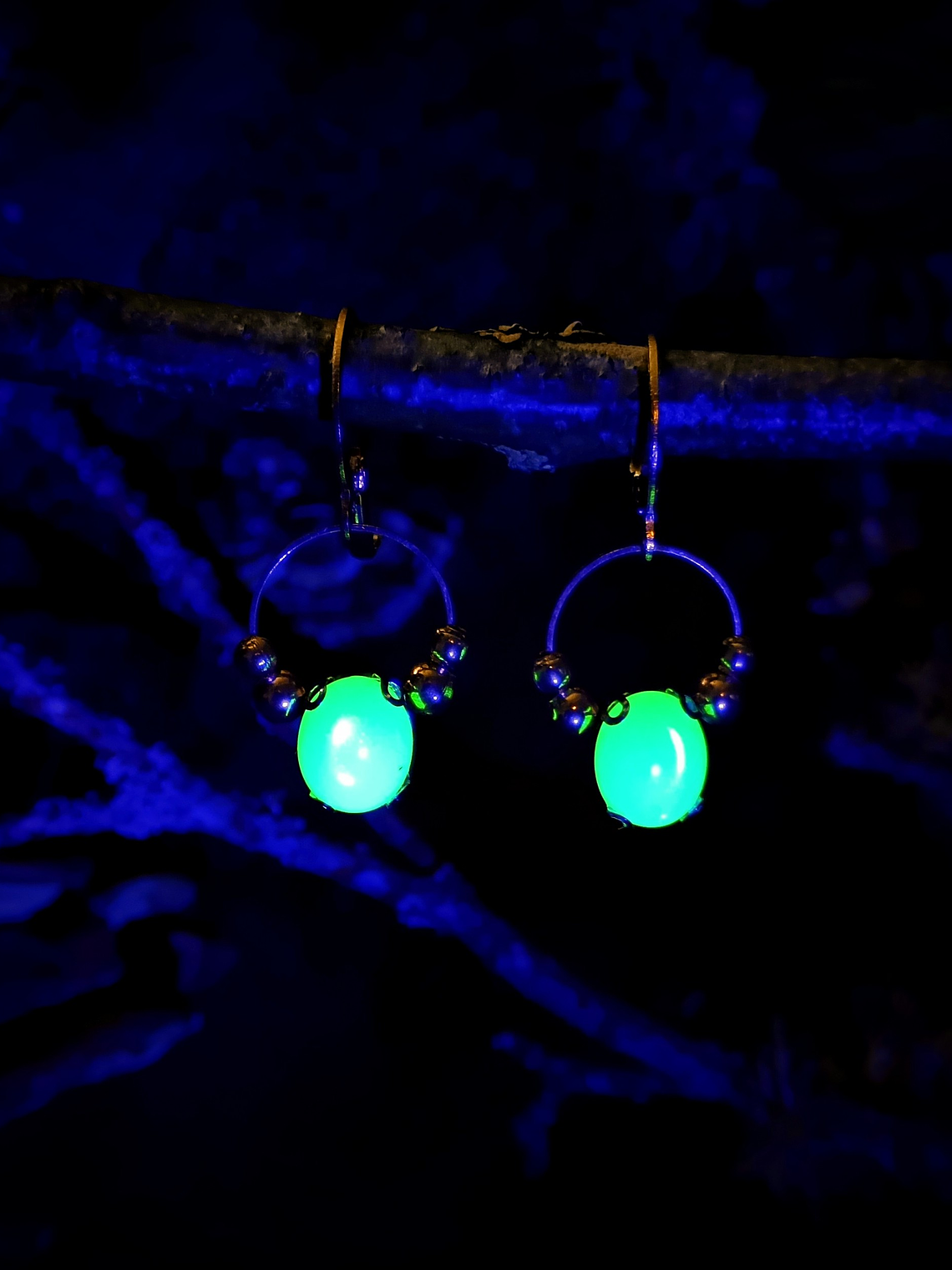 Simple golden beaded, Lemon opal ☢ UG earrings - Stainless and mixed metals  3