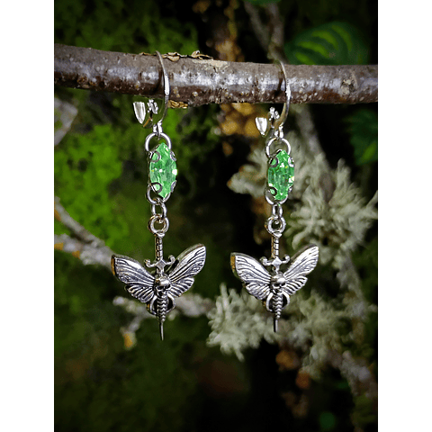 Witchy silver plated skull and Moth☢ UG earrings - Stainless and mixed metals 