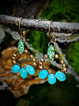 RTS - Green Opal & Green apple ☢ UG earrings - Stainless and mixed metals