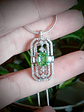 RTS ☢  Art Deco inspired Emerald cut Apple green uranium glass pendant - Sterling - thumbnail 3