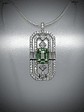 RTS ☢  Art Deco inspired Emerald cut Apple green uranium glass pendant - Sterling - thumbnail 1