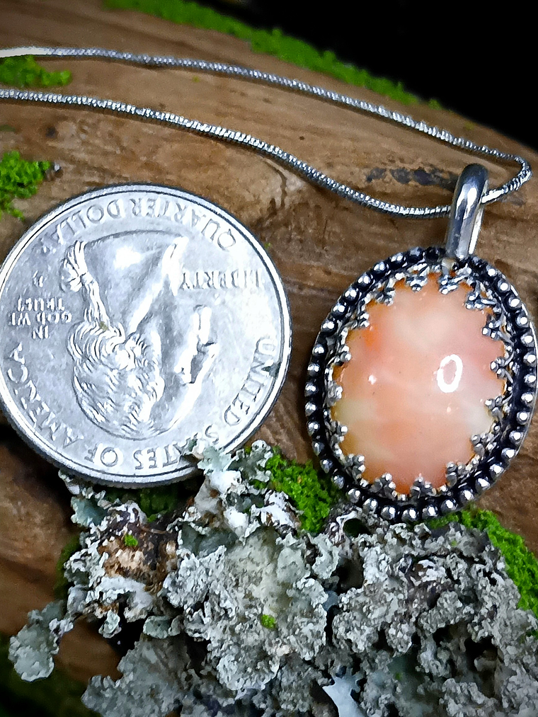 MTO  ☢ Pink mottled custard UG  Pendant OR ring - Sterling  3