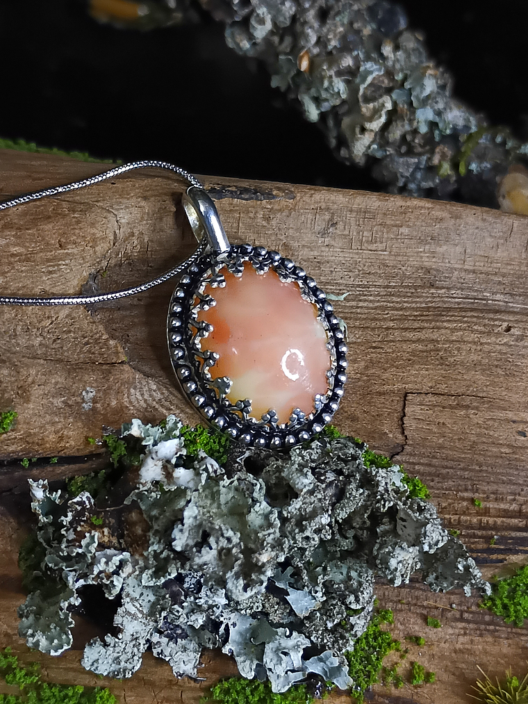 MTO  ☢ Pink mottled custard UG  Pendant OR ring - Sterling  1