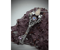 Crescent moon & Antelope skull key pendant with imperial purple Moisonite and opal