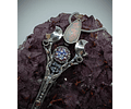 Crescent moon & Antelope skull key pendant with imperial purple Moisonite and opal