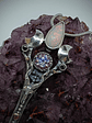 RTS - Crescent moon & Antelope skull key pendant with Imperial purple Moisonite and opal - Sterling - thumbnail 4
