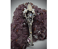 Crescent moon & Antelope skull key pendant with imperial purple Moisonite and opal